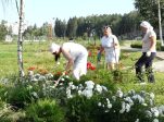 Городские цветы: на прополку цветников в парке «50-летия» вышли более 20-ти работниц КОСов